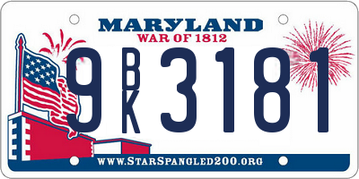 MD license plate 9BK3181
