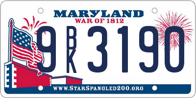 MD license plate 9BK3190