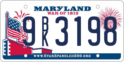 MD license plate 9BK3198