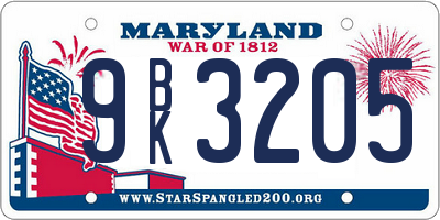 MD license plate 9BK3205