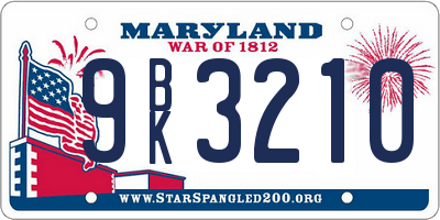 MD license plate 9BK3210