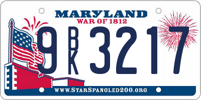 MD license plate 9BK3217