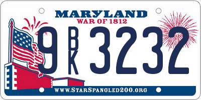 MD license plate 9BK3232