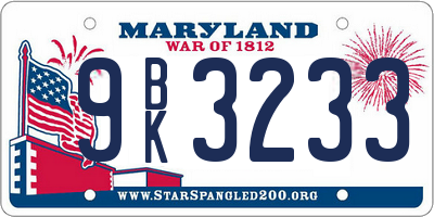 MD license plate 9BK3233