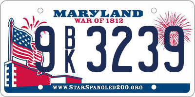 MD license plate 9BK3239