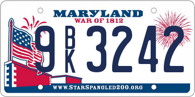 MD license plate 9BK3242