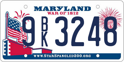 MD license plate 9BK3248