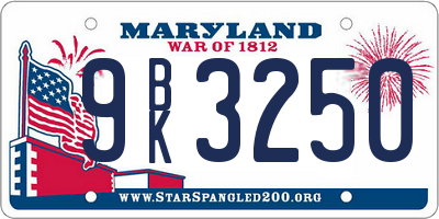 MD license plate 9BK3250