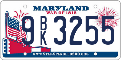 MD license plate 9BK3255