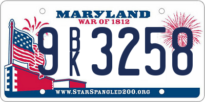 MD license plate 9BK3258