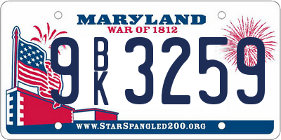 MD license plate 9BK3259