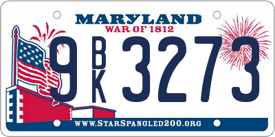 MD license plate 9BK3273
