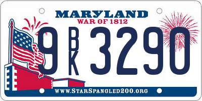 MD license plate 9BK3290