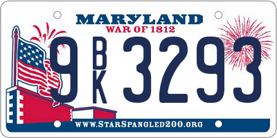 MD license plate 9BK3293