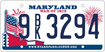 MD license plate 9BK3294