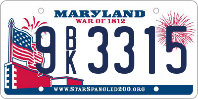 MD license plate 9BK3315