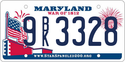 MD license plate 9BK3328