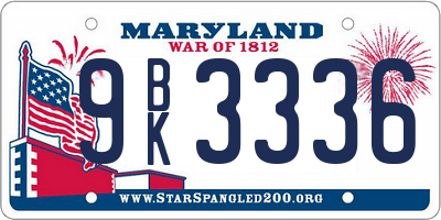 MD license plate 9BK3336