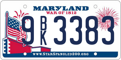 MD license plate 9BK3383