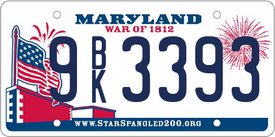 MD license plate 9BK3393