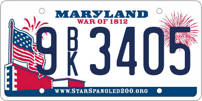 MD license plate 9BK3405