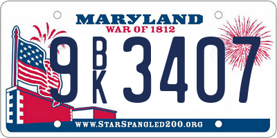 MD license plate 9BK3407