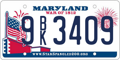 MD license plate 9BK3409