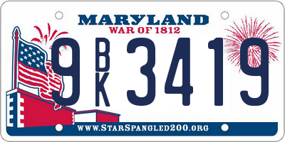 MD license plate 9BK3419