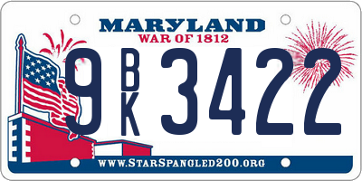 MD license plate 9BK3422