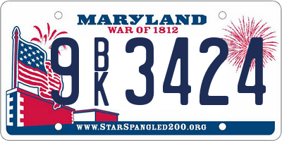 MD license plate 9BK3424
