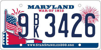 MD license plate 9BK3426