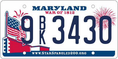 MD license plate 9BK3430