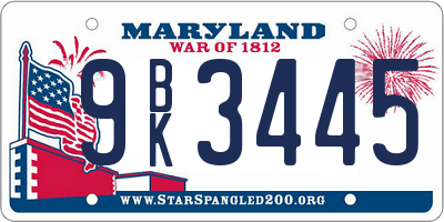 MD license plate 9BK3445