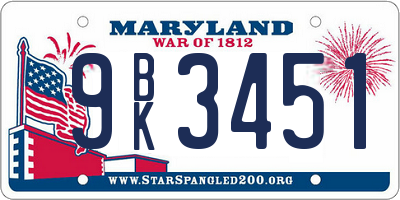 MD license plate 9BK3451