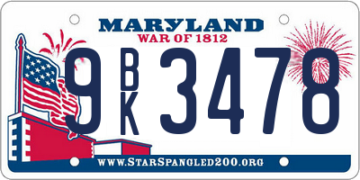 MD license plate 9BK3478