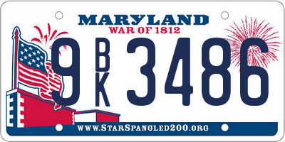 MD license plate 9BK3486