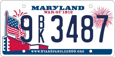 MD license plate 9BK3487