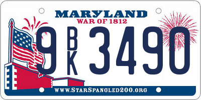MD license plate 9BK3490