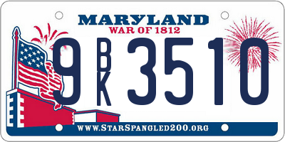 MD license plate 9BK3510