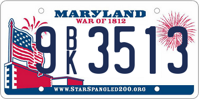 MD license plate 9BK3513