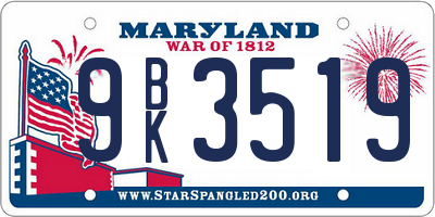 MD license plate 9BK3519
