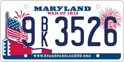 MD license plate 9BK3526