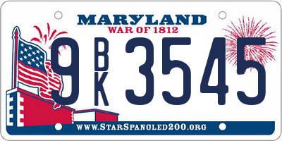 MD license plate 9BK3545
