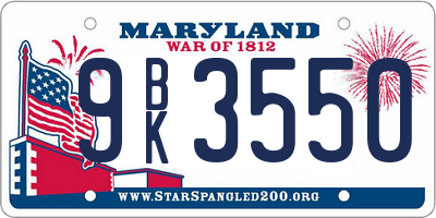 MD license plate 9BK3550
