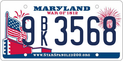 MD license plate 9BK3568