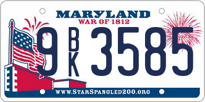 MD license plate 9BK3585