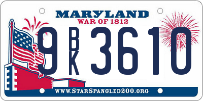 MD license plate 9BK3610
