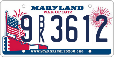 MD license plate 9BK3612
