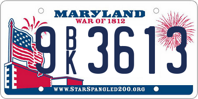 MD license plate 9BK3613