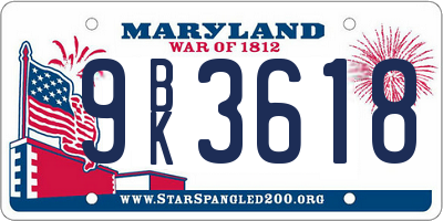 MD license plate 9BK3618